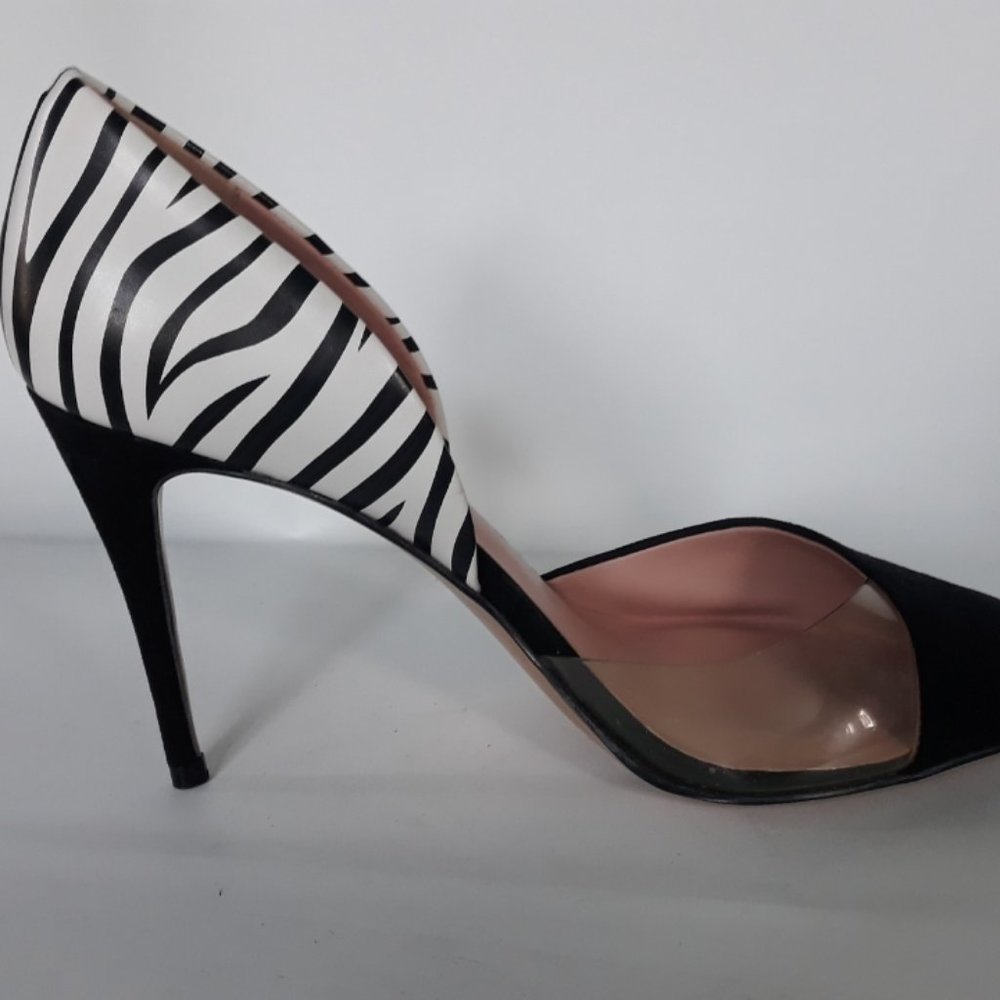 Mix No. 6 Black Pointed Toe Pumps with Zebra Print Heel size 10 - Picture 6 of 13